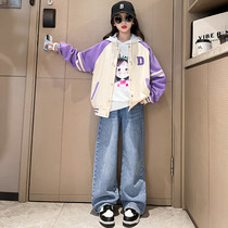 Girls baseball coat spring clothes 2022 new Korean air fashionable big childrens clothing children spring jacket coat