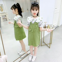 Girl Braces Skirt Suit Summer Dress 2022 New Net Red Boy Clothing 6 Years Old Children 8 Great Boy Girl Foreign Air Two Sets