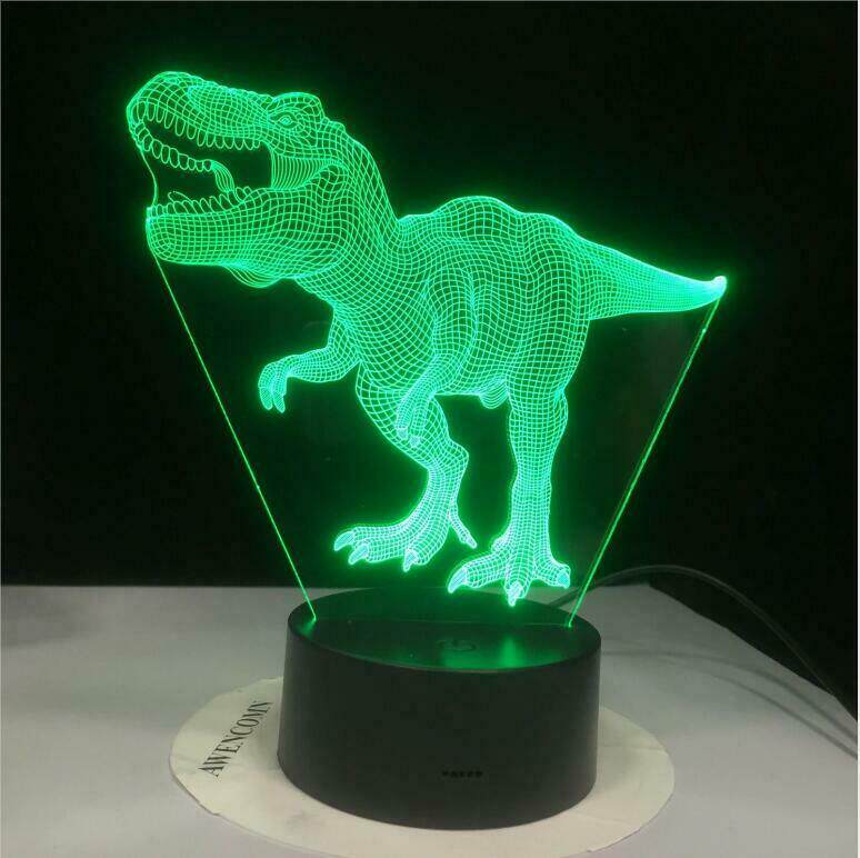 3D Tyrannosaurus Rex Dinosaur optical lamp night light 7 colors LED