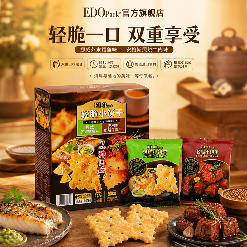 Edo Light Crispy Biscuits 1.04kg Sam's Same Style Wasabi Cod Teriyaki Beef Dual-Flavor Casual Biscuits Edo Light Crispy Biscuits 1.04kg Sam's Same Style Wasabi Cod Teriyaki Beef Dual-Flavor Casual Biscuits