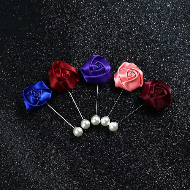 ຄົນອັບເດດ: Korean style groom suit dress accessories rose brooch groomsmen fabric flower corsage