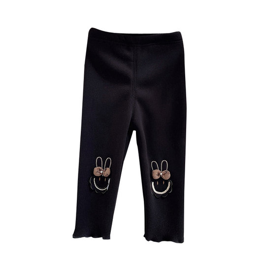 Baby girl plus velvet leggings autumn and winter Korean style children wear warm trousers outside little girl one-piece casual pants