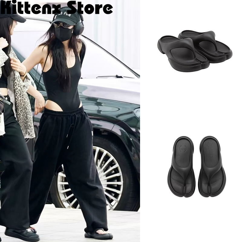In-Stock Discount Genuine Korean Paes Jennie Same Style Slippers, Split-Toe Thick-Soled Flip-Flops
