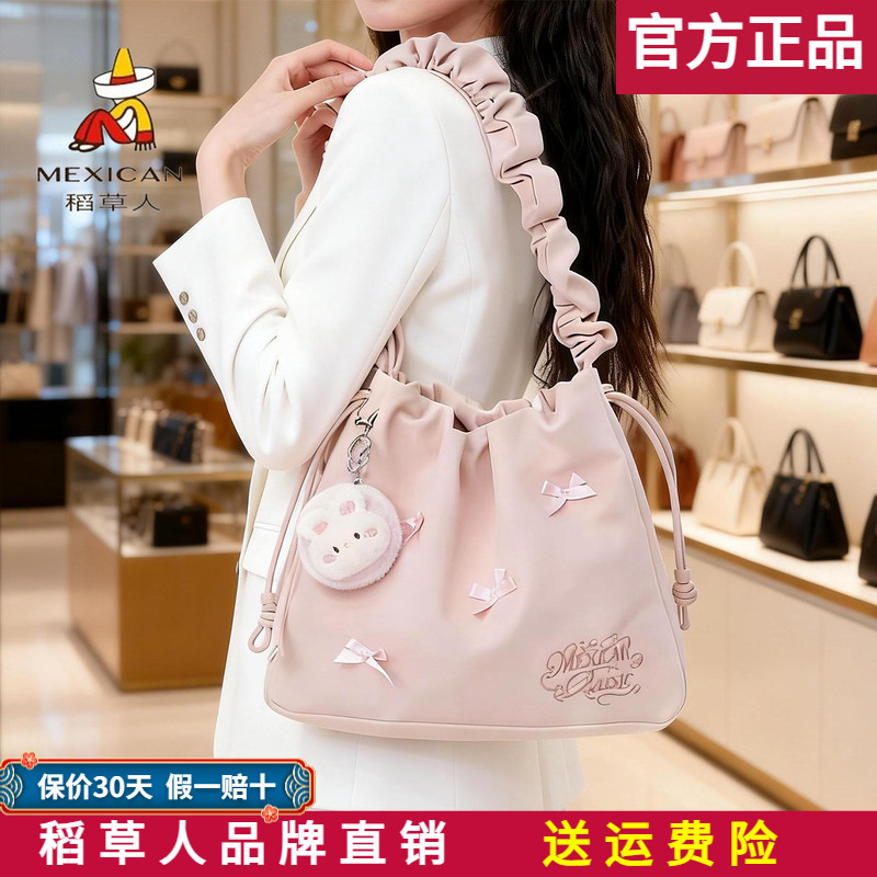 Scarecrow Bag Women's Bag 2026 New Bowknot Pleated Cloud Bag Large Capacity Shoulder Bag Crossbody Bag Authentic