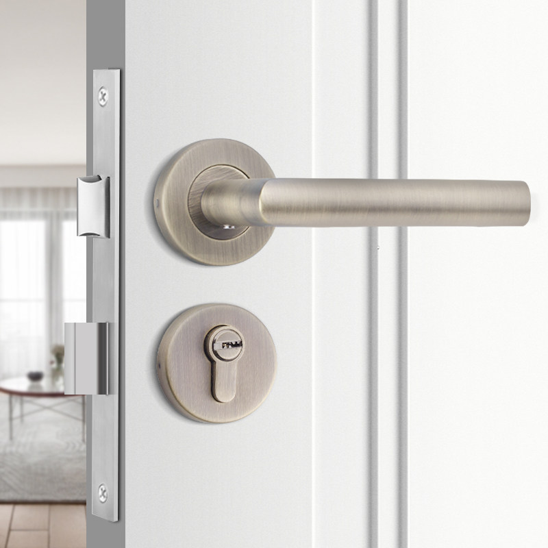 304 Stainless Steel Black Indoor Fire Door Fire Door Lock Office Engineering Handle Split Wooden Door Bedroom Door