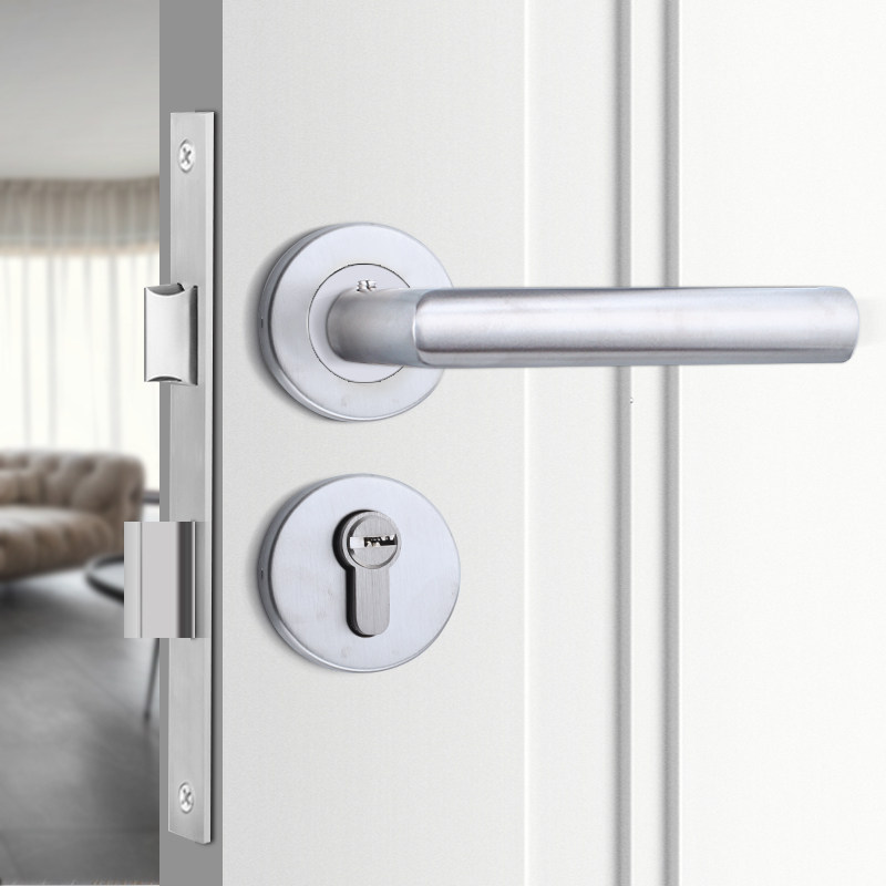 304 Stainless Steel Black Indoor Fire Door Fire Door Lock Office Engineering Handle Split Wooden Door Bedroom Door