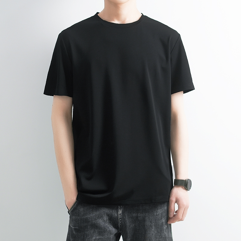 Summer Short-Sleeved T-Shirt for Men, Ice Silk Smooth, Black and White Solid Color, Casual Versatile Base Shirt, Quick-Drying, Breathable, Large Size T-Shirt for Men Summer Short-Sleeved T-Shirt for Men, Ice Silk Smooth, Black and White Solid Color, Casual Versatile Base Shirt, Quick-Drying, Breathable, Large Size T-Shirt for Men