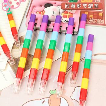 Creative Seven-Color No-Sharpening Splicing Colored Crayons Exquisite Student Stationery Painting Coloring Crayons Multi-Color Building Block Crayons