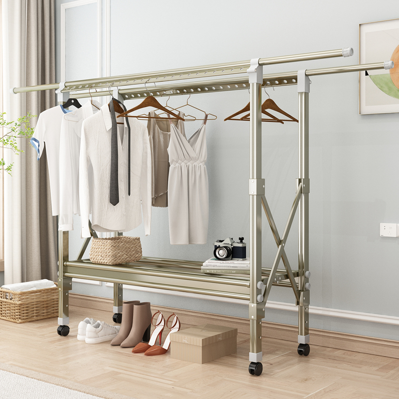 Clothes Hanger Floor Folding Fold Indoor Home Bedroom Aluminum Alloy Airing clotheshorse Clotheshorse Hanging Clothes Hanger Sunning and Quilt God