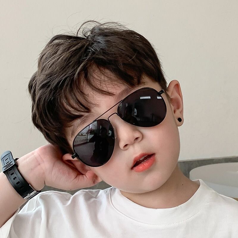 Children's sunglasses boy sunglasses wave pilot sunglasses handsome and anti-ultraviolet, male and female children's glasses little boy-Taobao