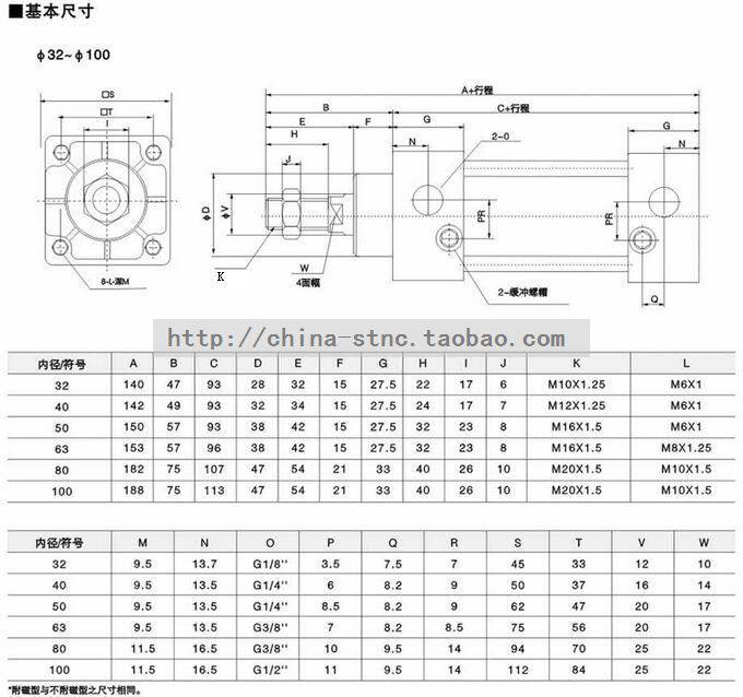 Цилиндр 【xj气动】拉杆式标准气缸sc32*25/50/75/100/150/200