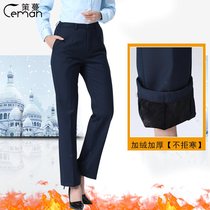 Winter New China Post plus velvet trousers womens trousers savings bank dress pants large size womens pants