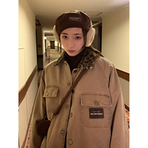 Old Mo classmate vintage old vintage fried color Lamb hair BAO WEN nostalgic cotton jacket jacket