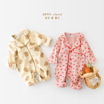 Baby spring pajama one-piece super cute newborn long-sleeved climbing suit foreign style male and female baby comfortable home clothes