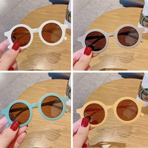 Childrens fashion glasses foreign gas plastic teeth ins baby round frame street shooting sunglasses Korean version frosted frame sunglasses tide