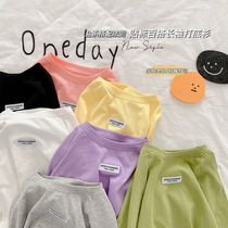 Childrens Korean version of foreign style undershirt baby spring and autumn wear mens and womens long-sleeved T-shirts casual tops versatile when going out