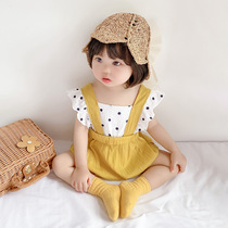 Baby Internet celebrity jumpsuit girl summer thin fake two-piece suspender jumpsuit baby foreign bag fart princess