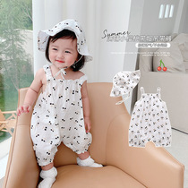 Internet celebrity baby suspender hai summer thin super cute one-piece girl baby harness crawler girl cute out