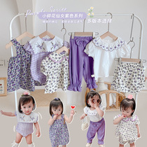 Baby floral dress summer thin baby girl cute suspender princess dress jumpsuit short sleeve shorts set