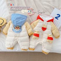 Baby thick jumpsuit winter cotton coat newborn foreign climbing suit hai clothes baby go out warm cotton coat