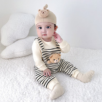 Baby one-piece super cute spring and autumn costume foreign style baby carrier fake two Harbin newborn crawler clothes out clothes