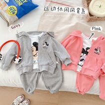 Childrens sports set: 0-3 years old spring and autumn boys boys womens and girls foreign cartoon jackets casual PP pants two-piece set