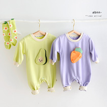 Baby foreign jumpsuit baby three-dimensional embroidery Hari spring and autumn costume newborn cute climbing suit super cute outing suit