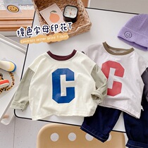 Baby foreign long sleeve undershirt 0-3 years old Korean boy contrast T-shirt panel top baby underwear for spring and autumn