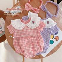 Baby cute doll collar jumpsuit girl summer thin bag fart clothes girl baby triangle crawling princess