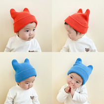 Baby beanie autumn and winter warm male and female baby ear hat cute super cute korean version knitted pullover childrens hat