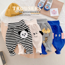 Childrens belly pants spring wear mens and womens baby cartoon big PP pants baby foreign thin casual pants corset pants trend