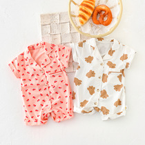 Baby jumpsuits thin summer clothes mens and womens baby cartoon loungewear pajamas newborn crawlers home clothes
