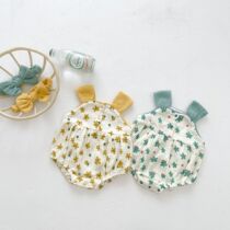 Baby suspender one-piece foreign girl baby sleeveless flower hai clothes newborn bag fart coat breathable crawling suit summer suit