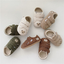 Baby autumn and winter shoes 0-2 years old childrens soft sole non-slip step front shoes baby fleece inside to keep warm and not fall off the heel