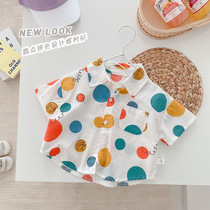 Kids foreign short sleeve shirt 0-6 years old boy cute polka dot shirt boy baby summer thin top half sleeves