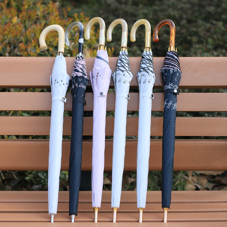 Japan super sun - proof thickening embroidery long - handled parasol parasol barometer