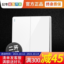 Bull household wall switch socket 86 type panel double connection double Open dual control light switch two open G12 hidden