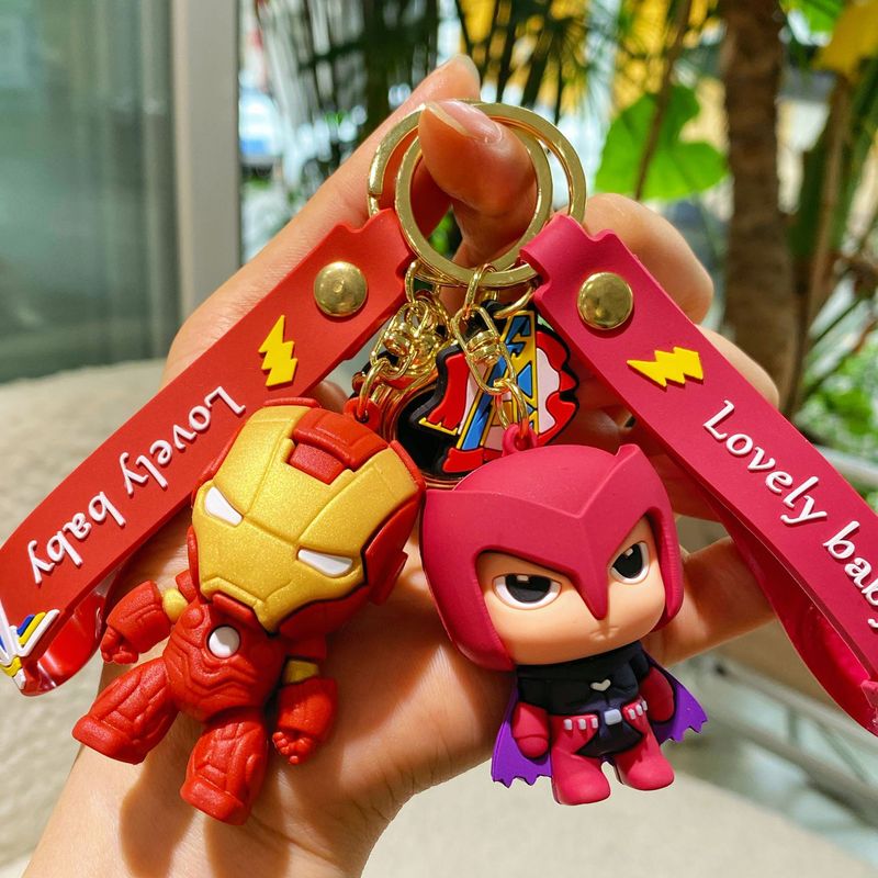 Cartoon Marvel Iron Man Keychain Spider-Man Doll Pendant Avengers Key Ring Car Backpack Decoration