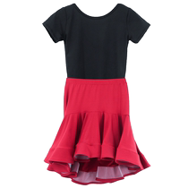 Childrens Latin suit summer short-sleeved Latin dance skirt girls professional exam practice clothes performance clothes body suits