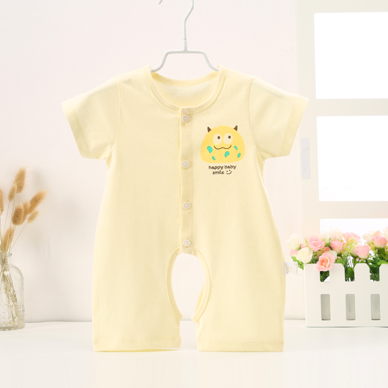 Bé Ha Yi Mùa Hè Ngắn Tay Áo Bông Cardigan Mỏng 0-1 Năm Cũ Bé Nửa Tay Áo Một Mảnh Cardigan Đồ Ngủ Nam Giới và phụ nữ bộ body bé trai