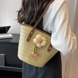 Плетеная соломенная вместительная и большая сумка через плечо, пляжная сумка на одно плечо