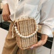 Autumn and winter small bag women's bag 2022 new straw weaving pearl messenger bag explosive style weaving rattan weaving high-quality mobile phone bag