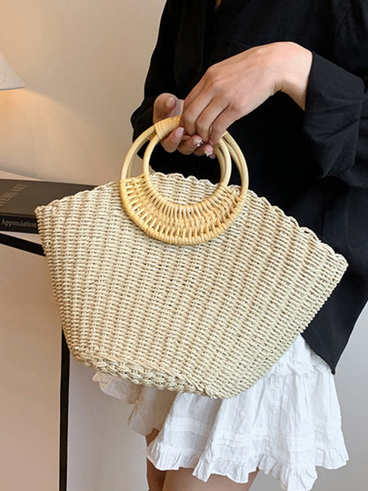 Summer straw large bag for women 2026 new fashion seaside resort style handbag large capacity versatile tote bag