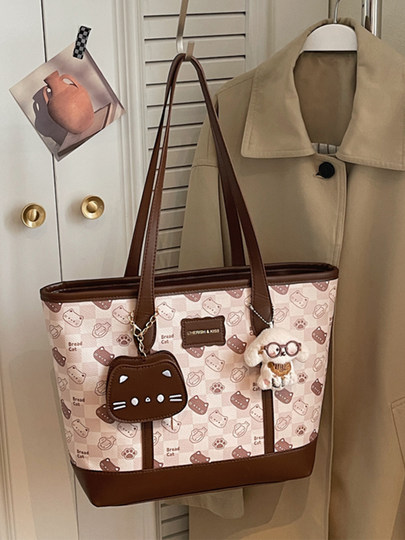 College Style Retro Cute Tote Bag Women's 2026 New Autumn and Winter Shoulder Bag Large Capacity Commuting Underarm Bag