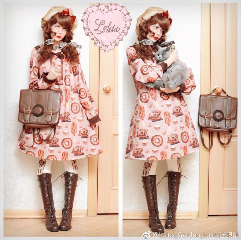 [Special Offer in Stock] Lulu's Garden Dream Chocolate Melted Chocolate Long Sleeve Dress