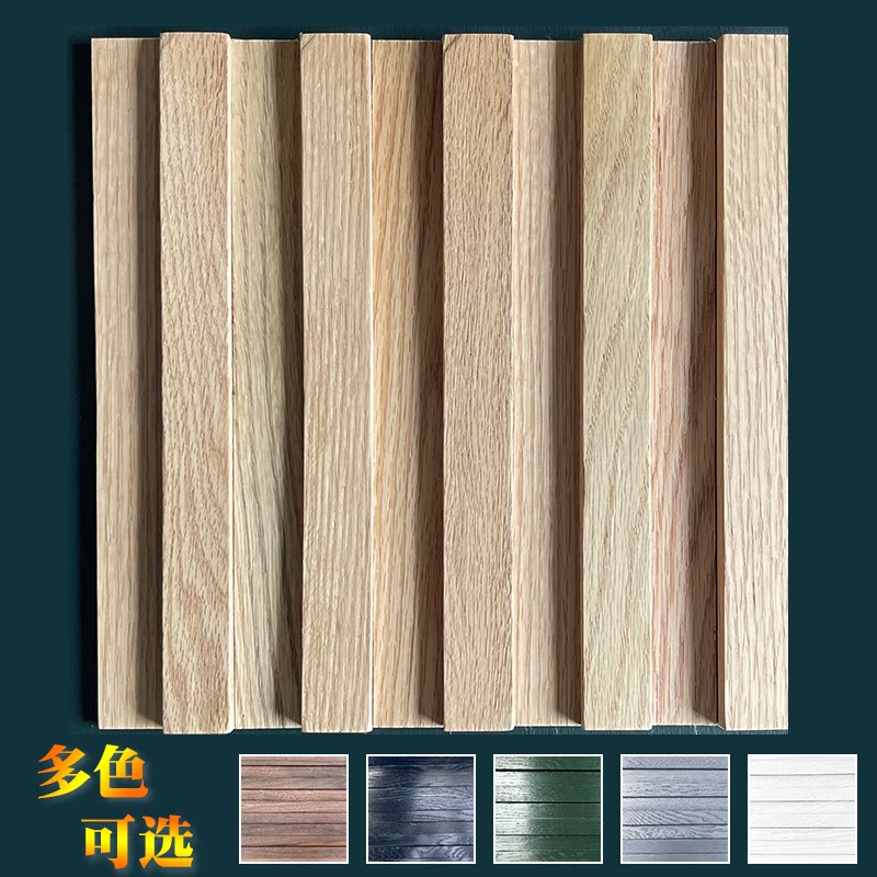 Solid Wood Grille TV Background Wall Mosaic Oak Black Walnuts Wood Ink Green Black Grey Log Great Wall Board