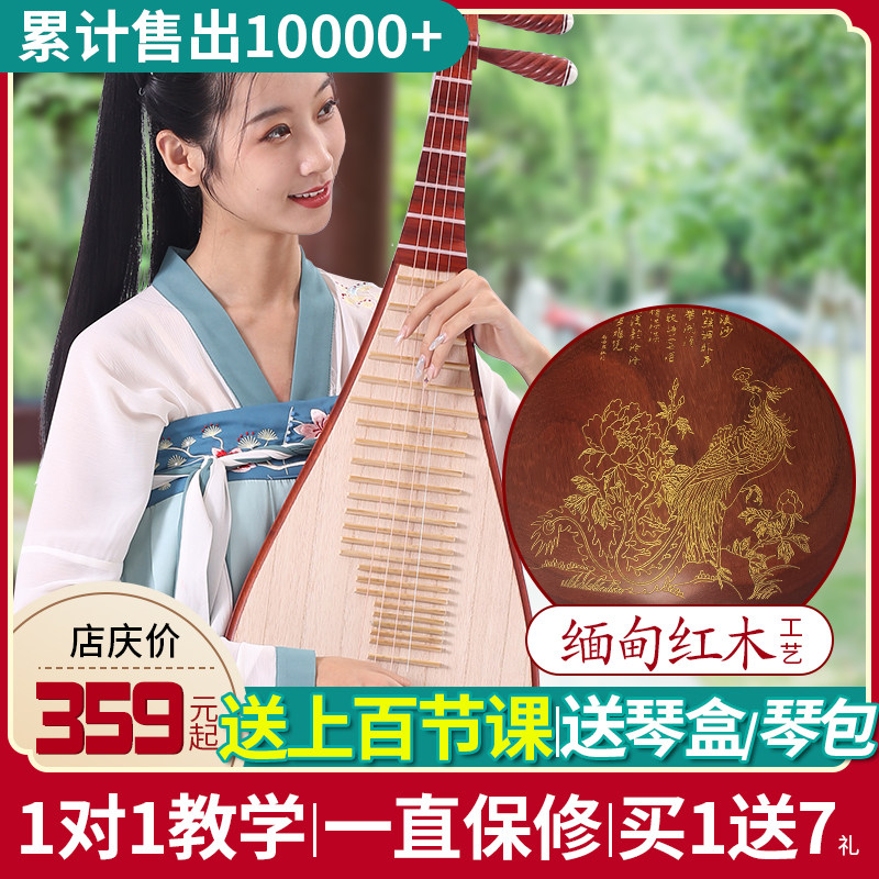 Jiude) pipa musical instrument beginners entry adult children plucked mahogany pipa playing test national musical instrument