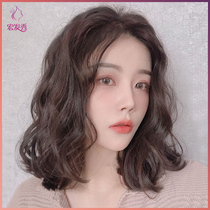 Wig female hair net red wool roll fluffy big wave curly hair repair face air bangs full real hair headgear