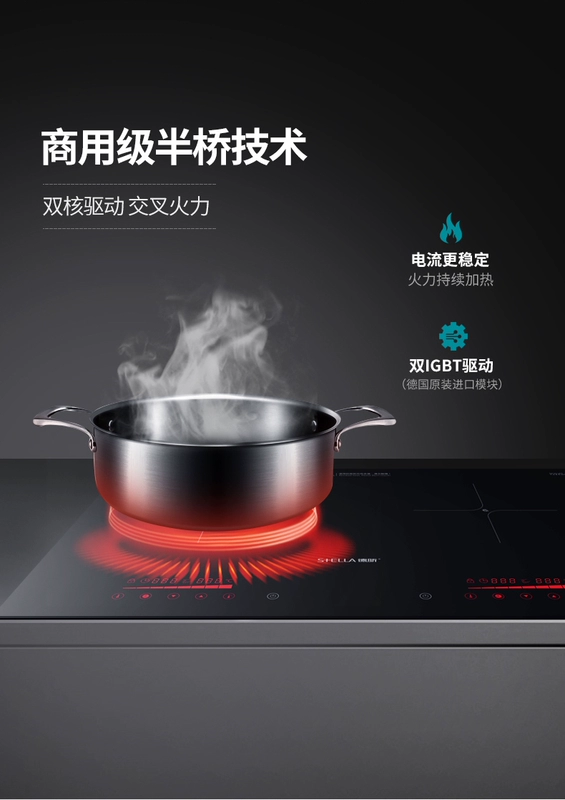STELLA / TS-34B05 nhúng bếp đôi cảm ứng gia đình bếp nửa cầu nửa bảng điều khiển thương mại Đức - Bếp cảm ứng bếp điện từ panasonic