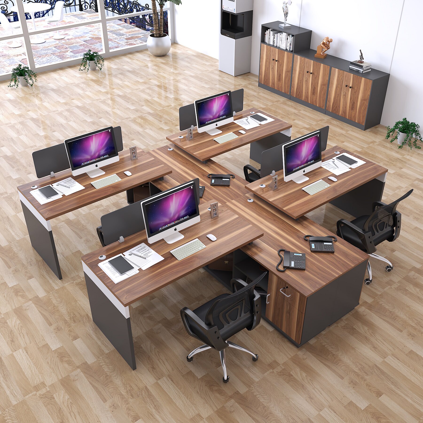 Staff desk screen simple modern card seat four or six person office desk staff office table and chair combination